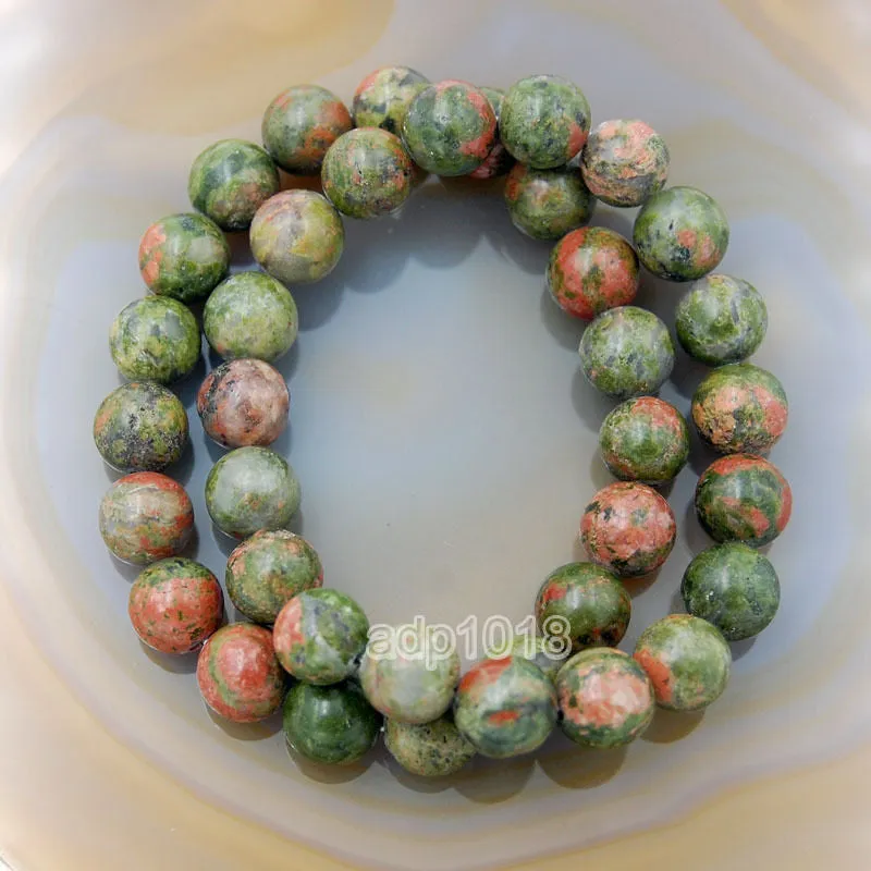 Natural Unakite Jasper Gemstone Beads Stretch Bracelet Healing Reiki