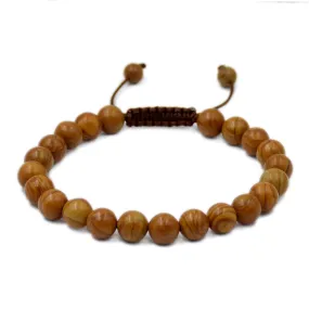 Natural Wood Grain Jasper 8mm Gemstone Healing Power Crystal Adjustable Macrame Bracelet