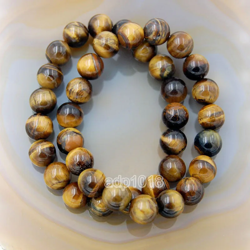 Natural Yellow Tiger's Eye Gemstone Beads Stretch Bracelet Healing Reiki