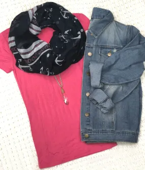 Nautical Navy/Pink Scarf