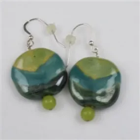New Jade and Green Kazuri Earrings