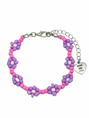 NEW* PINK & PURPLE FLOWER BEADED BRACELET
