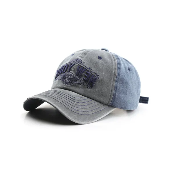 New York Embroidery Grey and Blue Adjustable Baseball Cap 紐約刺绣灰色藍色可調節棒球帽 KCHT2374b