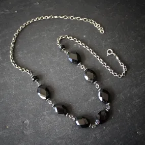 Nine Maidens. Vintage Sterling and Onyx Necklace.