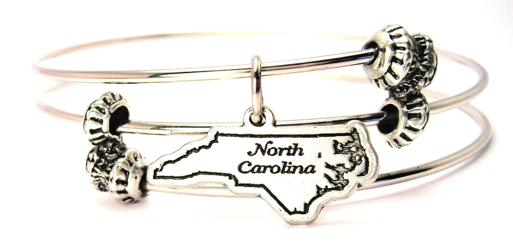 North Carolina Triple Style Expandable Bangle Bracelet