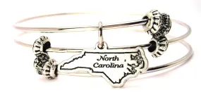 North Carolina Triple Style Expandable Bangle Bracelet