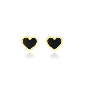 Onyx Inlay Heart Studs