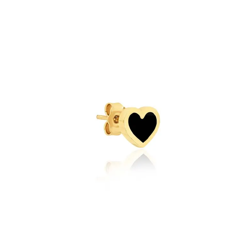 Onyx Inlay Heart Studs