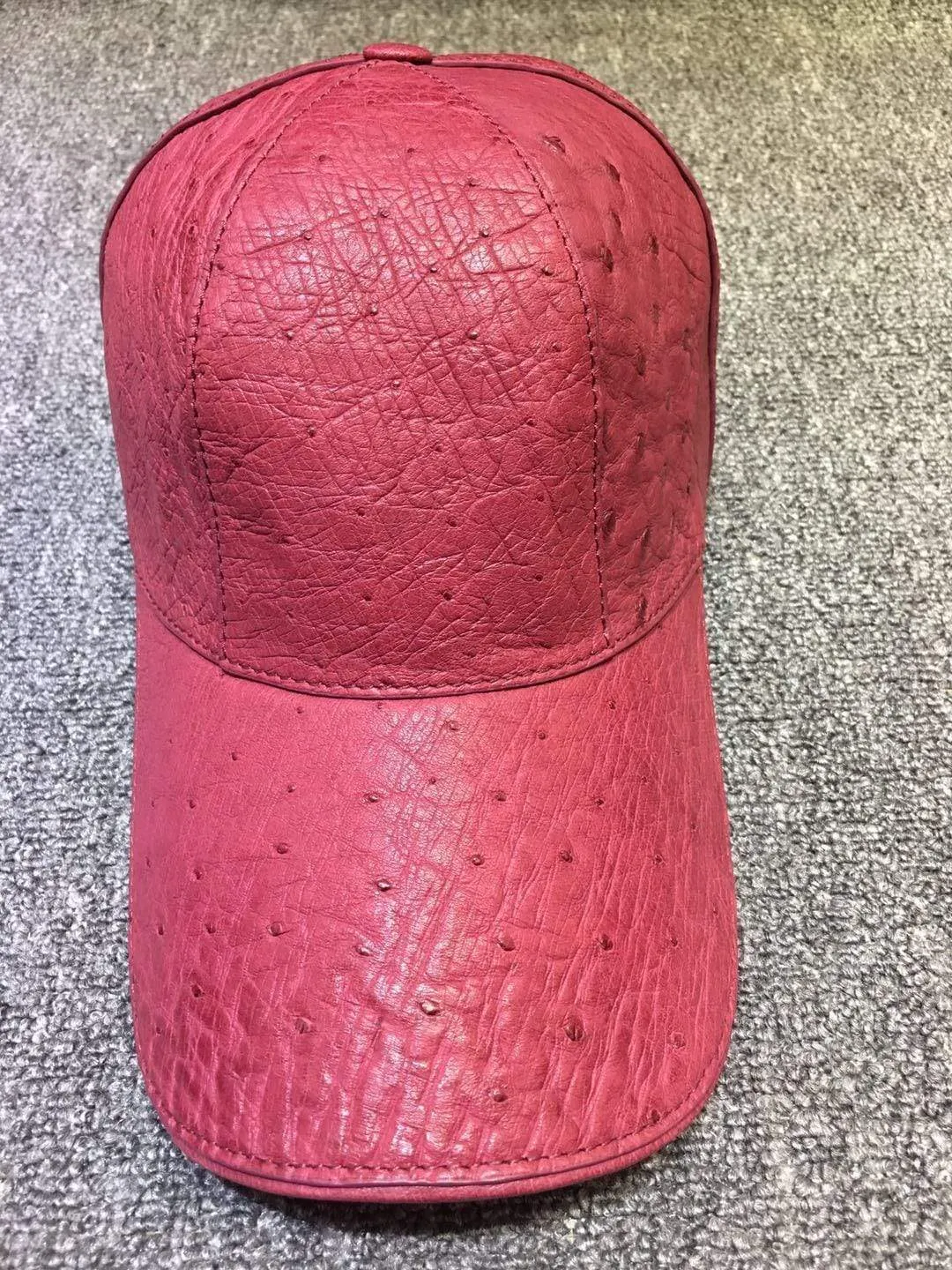 Ostrich Leather Strap back Baseball Cap Pink