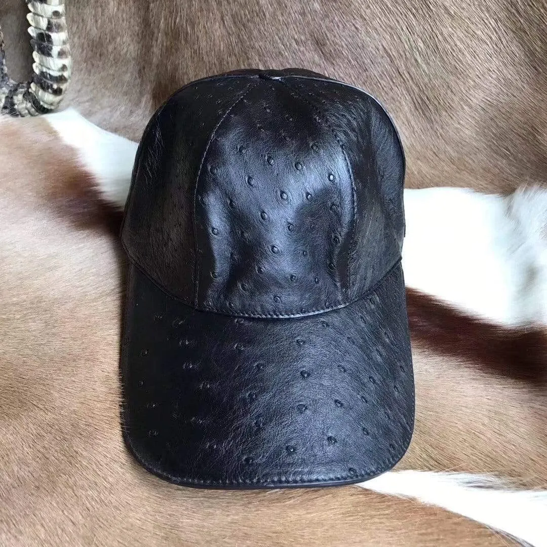 Ostrich Leather Strap back Baseball Cap Pink