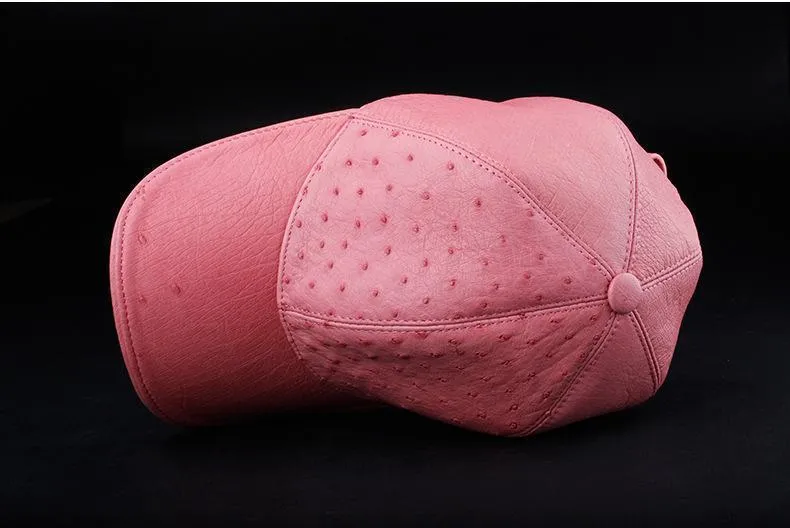 Ostrich Leather Strap back Baseball Cap Pink
