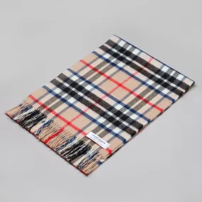 Oversized lambswool scarf in Camel Thompson Tartan