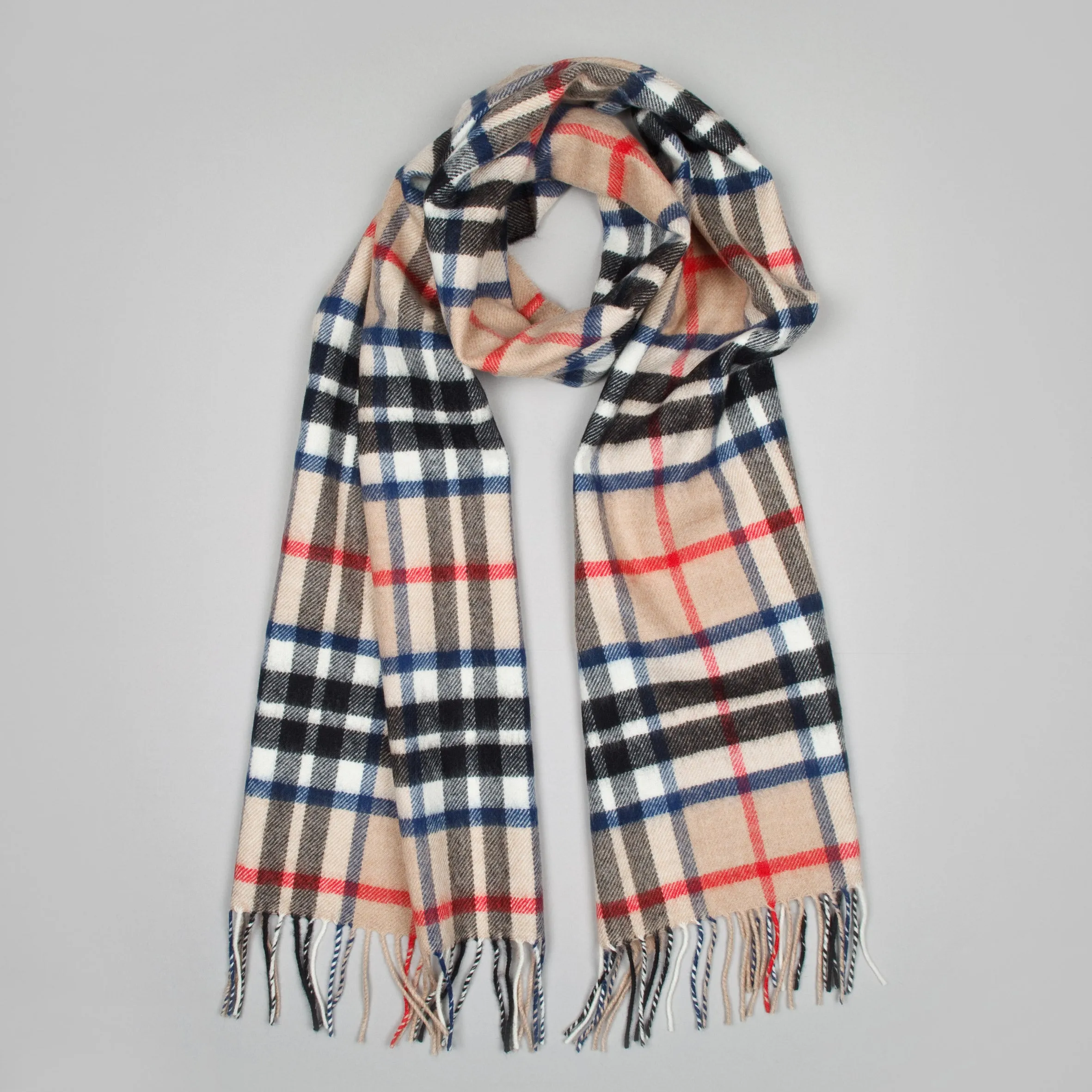 Oversized lambswool scarf in Camel Thompson Tartan