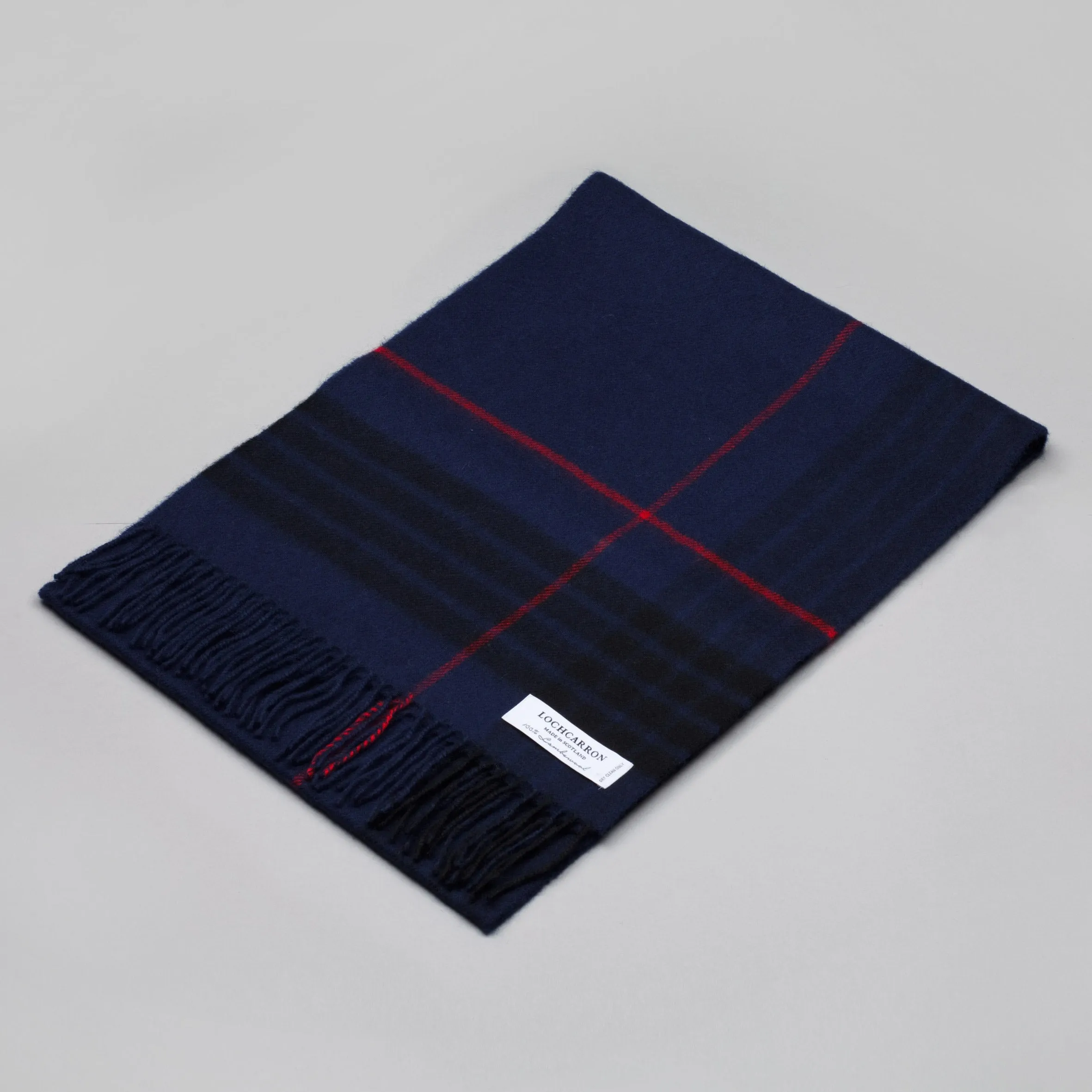 Oversized lambswool scarf in MacKay Blue Tartan