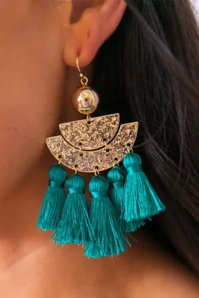 Party In Palm Springs Tassel Earrings In Jade