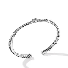 Petite X Center Station Bracelet in Sterling Silver with Pave Diamond