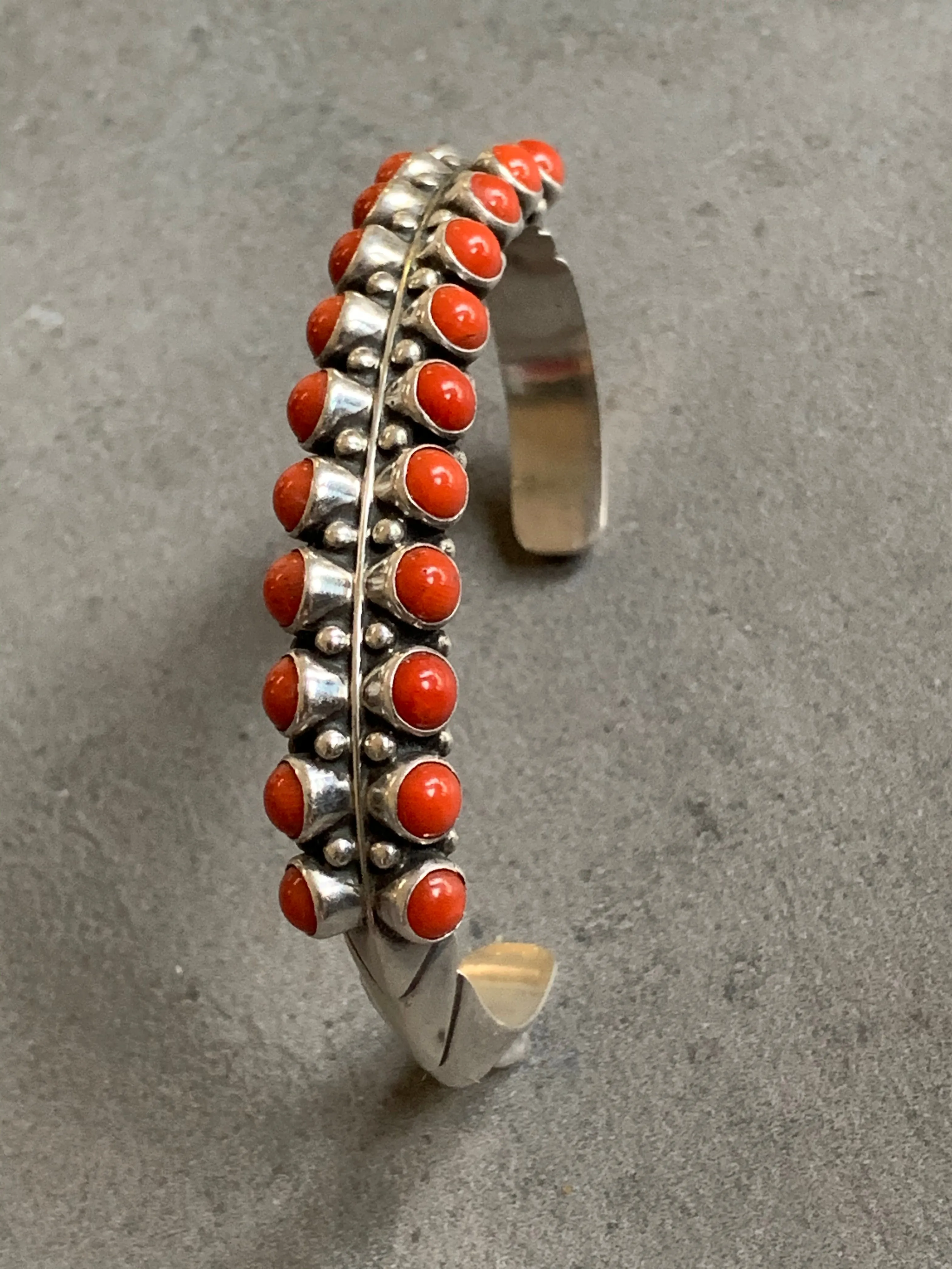 Phillip Guerro Sterling Natural Mediterranean Coral Cuff
