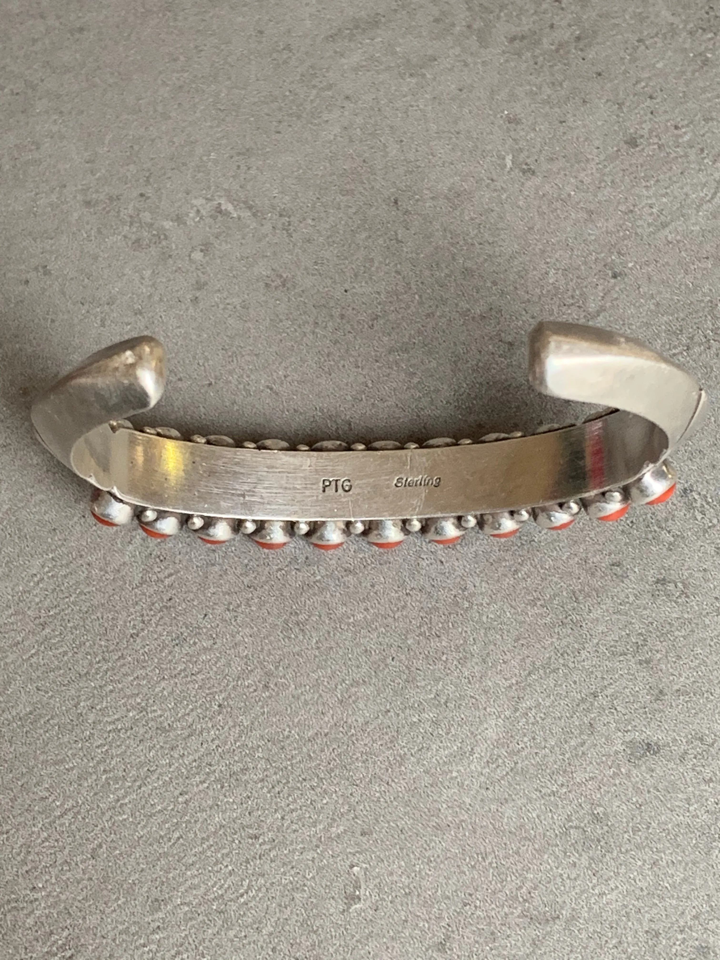Phillip Guerro Sterling Natural Mediterranean Coral Cuff