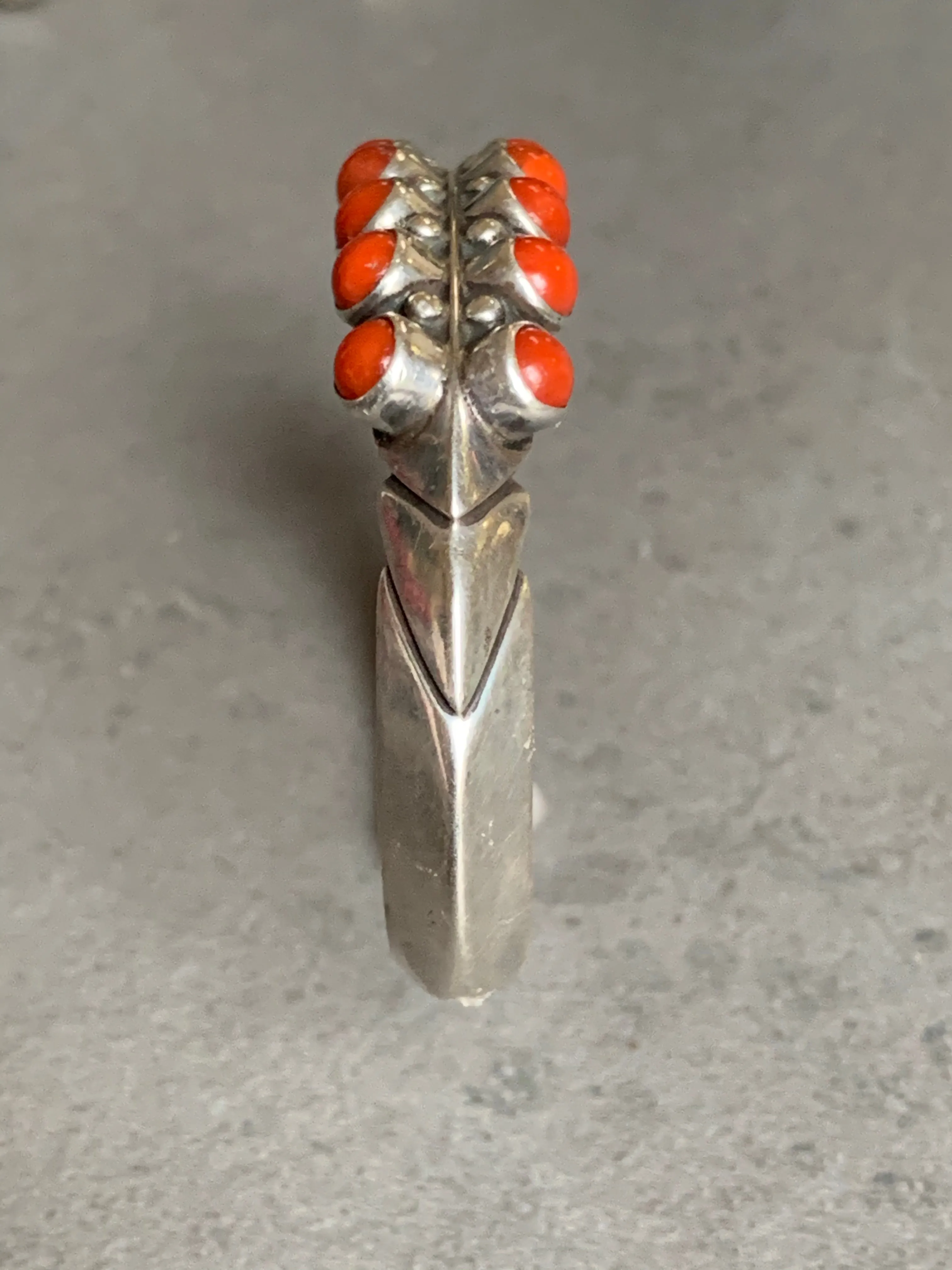 Phillip Guerro Sterling Natural Mediterranean Coral Cuff