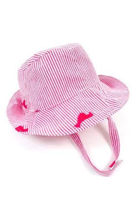 Pink Seersucker with Pink Embroidered Martha's Vineyard Bucket Hat