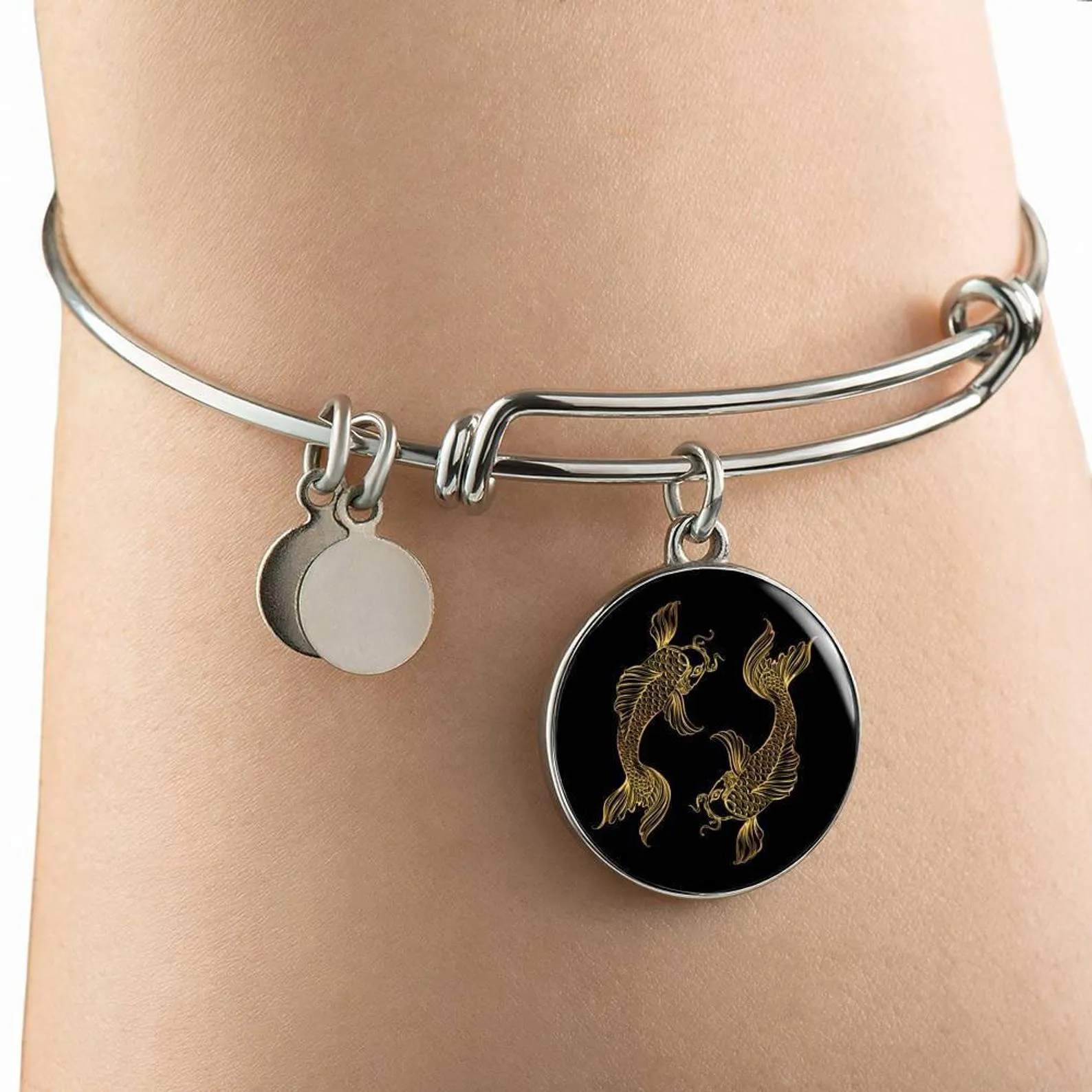 Pisces Zodiac Engraved (Customized) Popular Luxury Circle Bangle, Fish Fishy Pisces Gifts, Pisces Horoscope Present, Astrology Pisces