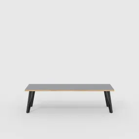 Plywood Bench Seat with Black Box Hairpin Legs - Formica Tornado Grey - 1600(w) x 400(d) x 450(h)