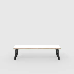 Plywood Bench Seat with Black Box Hairpin Legs - Formica White - 1600(w) x 400(d) x 450(h)