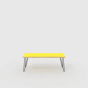 Plywood Bench Seat with Black Hairpin Legs - Formica Chrome Yellow - 1200(w) x 400(d)