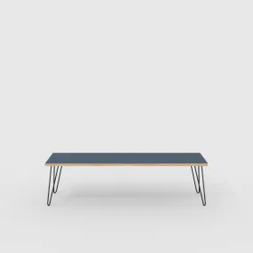 Plywood Bench Seat with Black Hairpin Legs - Formica Night Sea Blue - 1600(w) x 400(d)