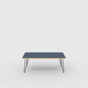Plywood Coffee Table with Black Hairpin Legs - Formica Night Sea Blue - 1200(w) x 600(d) x 425(h)