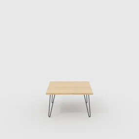 Plywood Coffee Table with Black Hairpin Legs - Plywood Oak - 800(w) x 800(d) x 425(h)