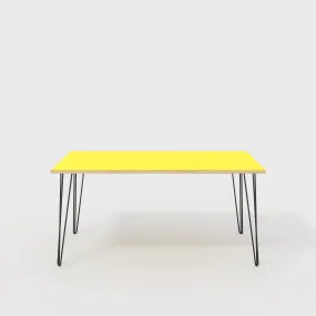 Plywood Desk with Black Hairpin Legs - Formica Chrome Yellow - 1600(w) x 800(d) x 735(h)
