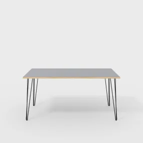 Plywood Table with Black Hairpin Legs - Formica Tornado Grey - 1600(w) x 800(d)