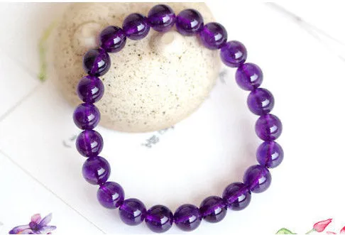 Purple Amethyst Bracelet, Gemstone Beads, Elastic Bracelet, Purple Gemstone Bracelet, Purple Crystal Bracelet, Man, Woman, Beaded Jewelry, Gift