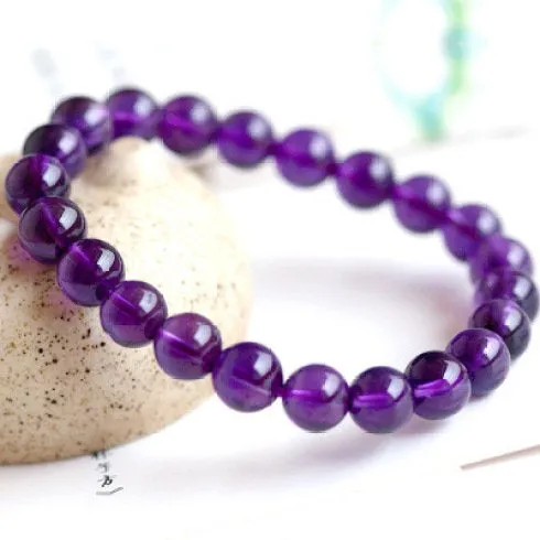 Purple Amethyst Bracelet, Gemstone Beads, Elastic Bracelet, Purple Gemstone Bracelet, Purple Crystal Bracelet, Man, Woman, Beaded Jewelry, Gift