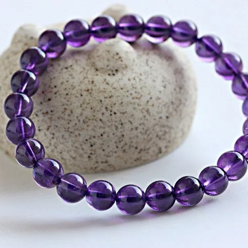 Purple Amethyst Bracelet, Gemstone Beads, Elastic Bracelet, Purple Gemstone Bracelet, Purple Crystal Bracelet, Man, Woman, Beaded Jewelry, Gift