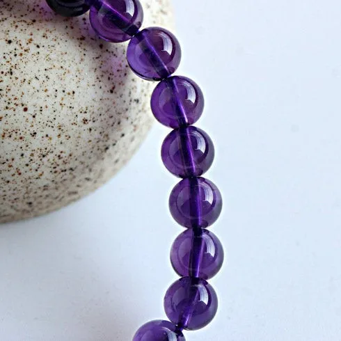 Purple Amethyst Bracelet, Gemstone Beads, Elastic Bracelet, Purple Gemstone Bracelet, Purple Crystal Bracelet, Man, Woman, Beaded Jewelry, Gift