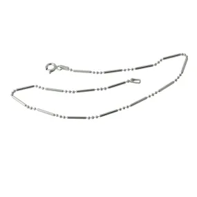 "Dotted Line" Bar Beaded Sterling Silver Anklet Bracelet