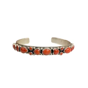 Red Coral Heart Cuff Bracelet