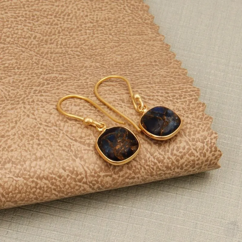 Sapphire Copper jade Mohave Gemstone Earring