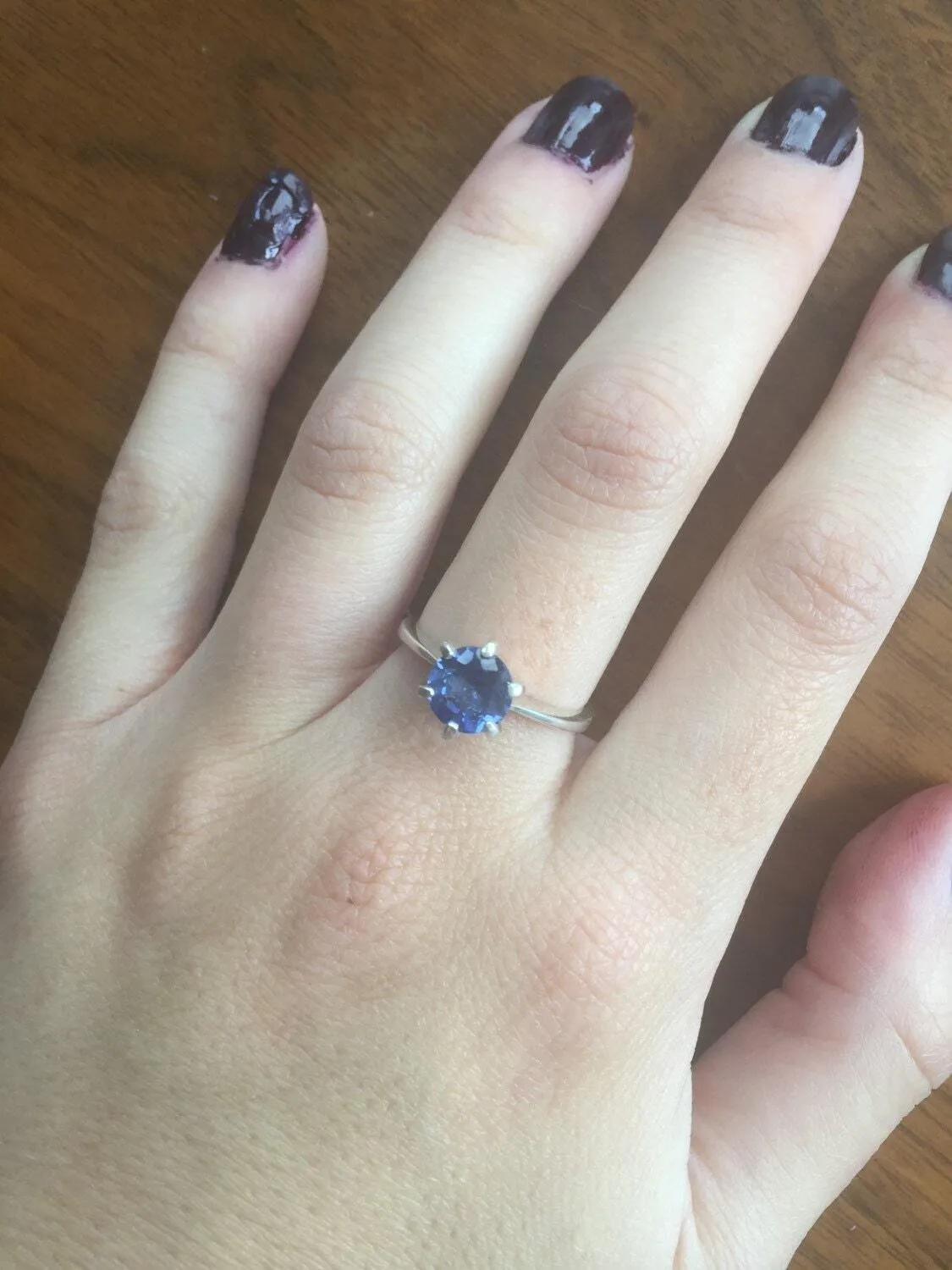 Sapphire Engagement Ring - Blue Solitaire Ring, Dainty Sapphire Band