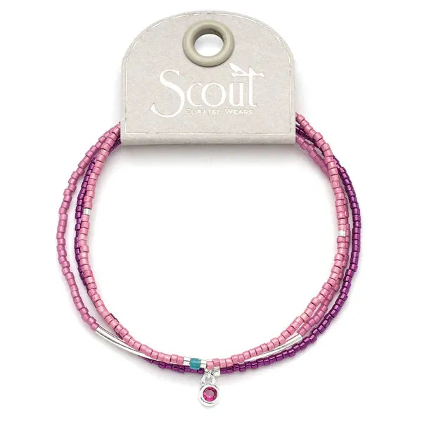 SCO Tonal Chromacolor Miyuki Bracelet Trio- Fuchsia/Silver