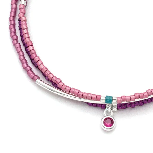 SCO Tonal Chromacolor Miyuki Bracelet Trio- Fuchsia/Silver
