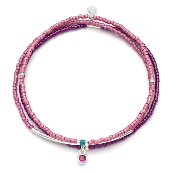 SCO Tonal Chromacolor Miyuki Bracelet Trio- Fuchsia/Silver