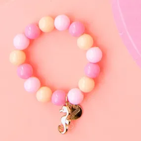 Seahorse Enamel Charm on Stretch Beaded Children’s Bracelet
