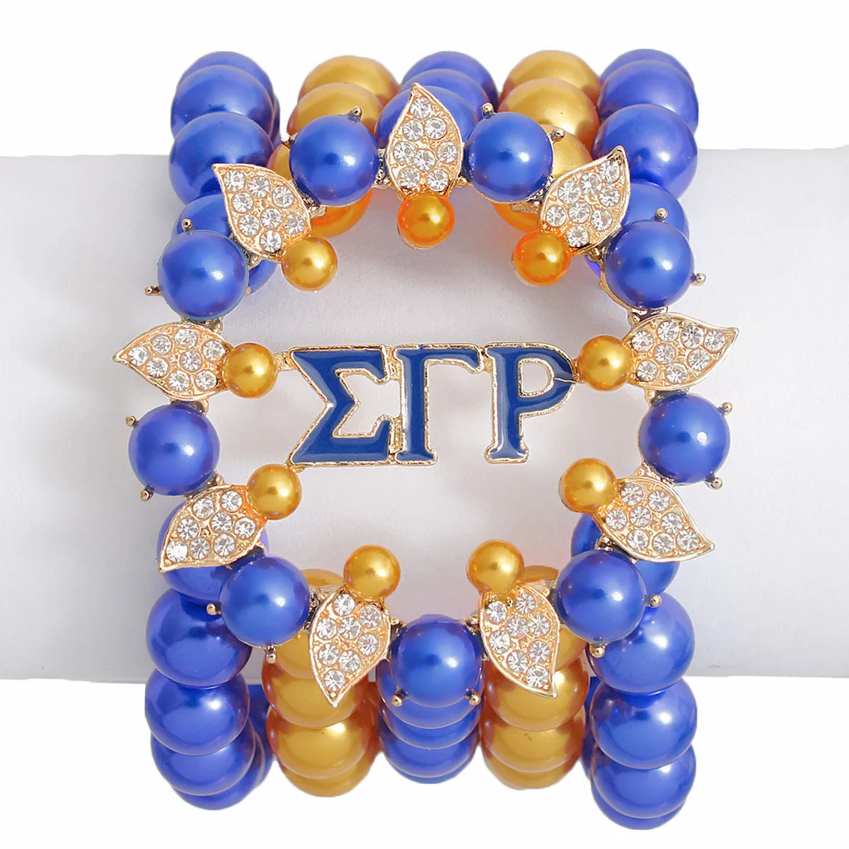 Sigma Gamma Rho Bracelet Blue Gold Pearl SGRHO 5 Strand for Women