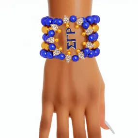 Sigma Gamma Rho Bracelet Blue Gold Pearl SGRHO 5 Strand for Women