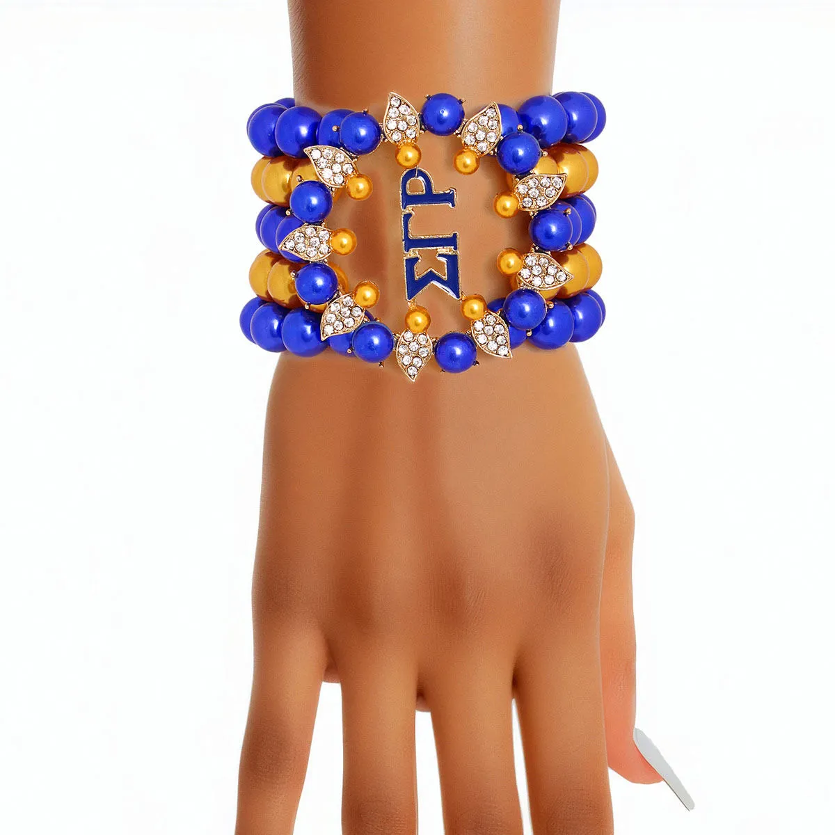 Sigma Gamma Rho Bracelet Blue Gold Pearl SGRHO 5 Strand for Women