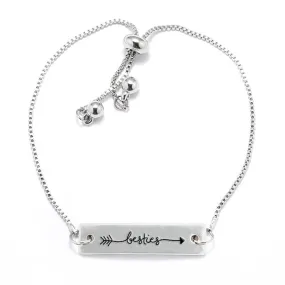 Silver Besties - Arrow Text Adjustable Bar Bracelet