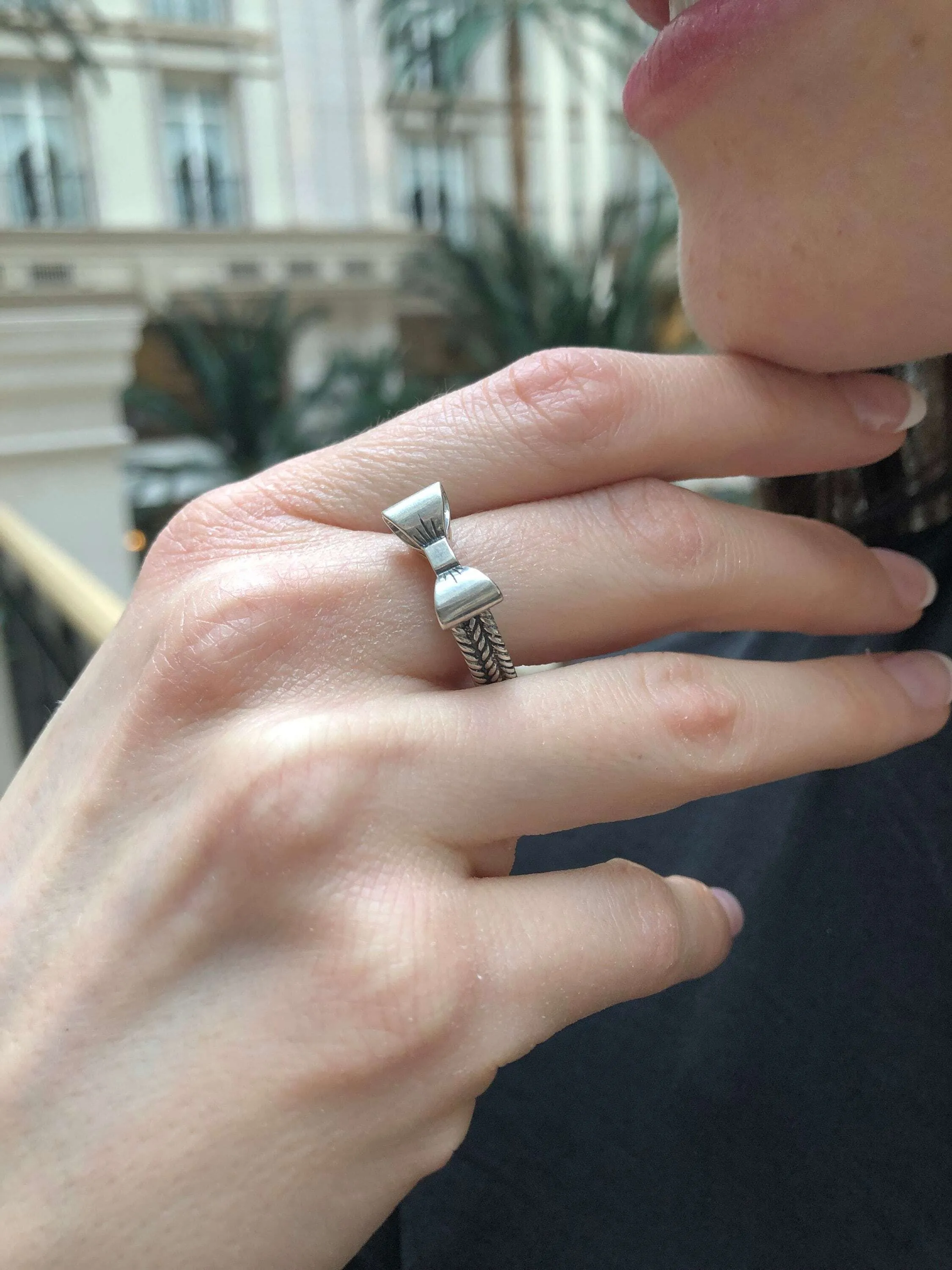 Silver Ribbon Ring - Dainty Bow Ring - Vintage Ribbon Ring